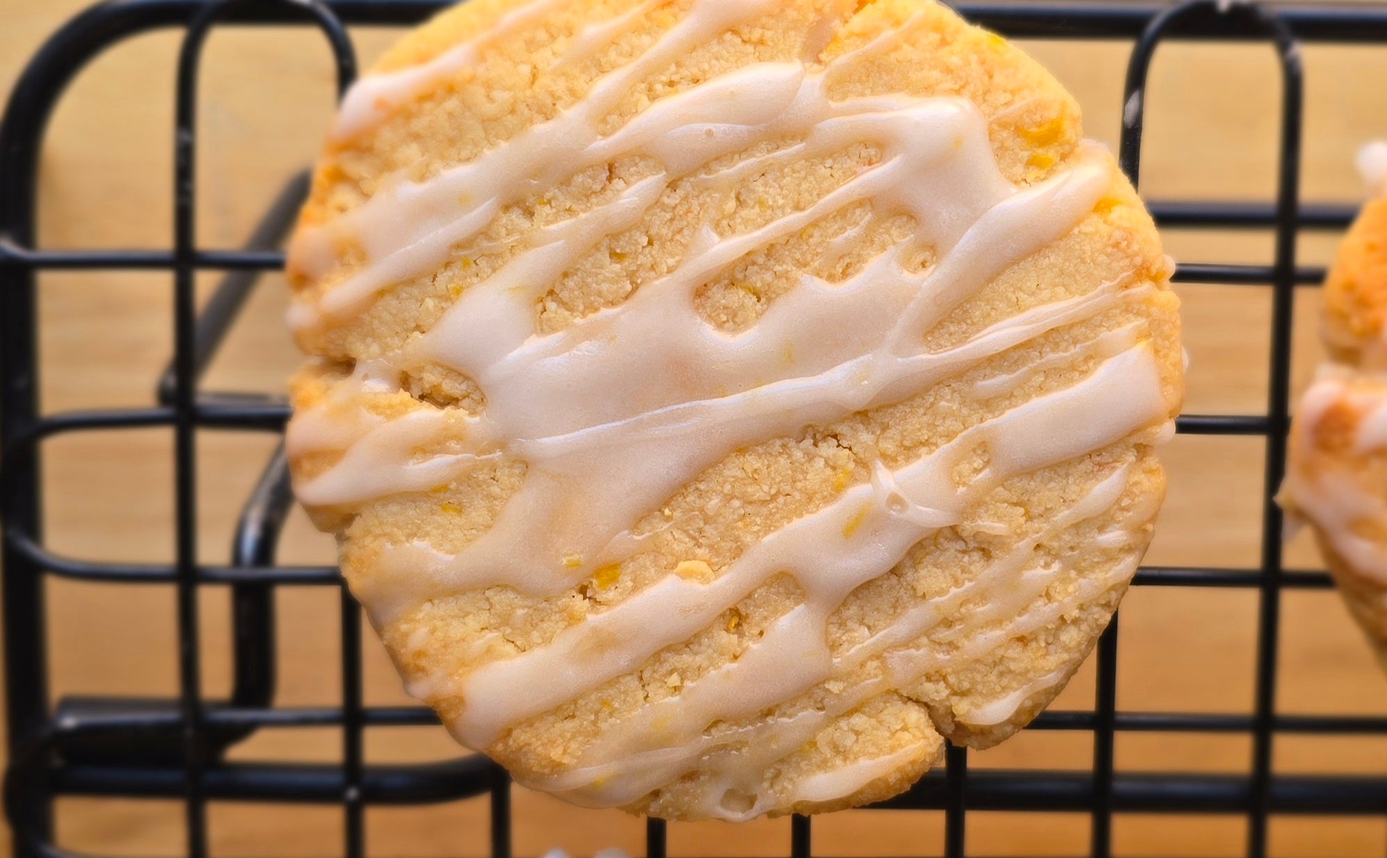 Lemon Cookie with lemon glaze on a cooling rack